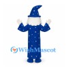 Wizard Mascot Costume with Blue Star Robe and White Beard