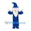 Wizard Mascot Costume with Blue Star Robe and White Beard