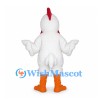 Chicken Mascot Costume in White with Orange Feet