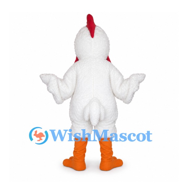 Chicken Mascot Costume in White with Orange Feet