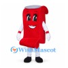 Scroll Mascot Costume in Red with Smiling Face and Rolled Edges