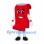 Scroll Mascot Costume in Red with Smiling Face and Rolled Edges