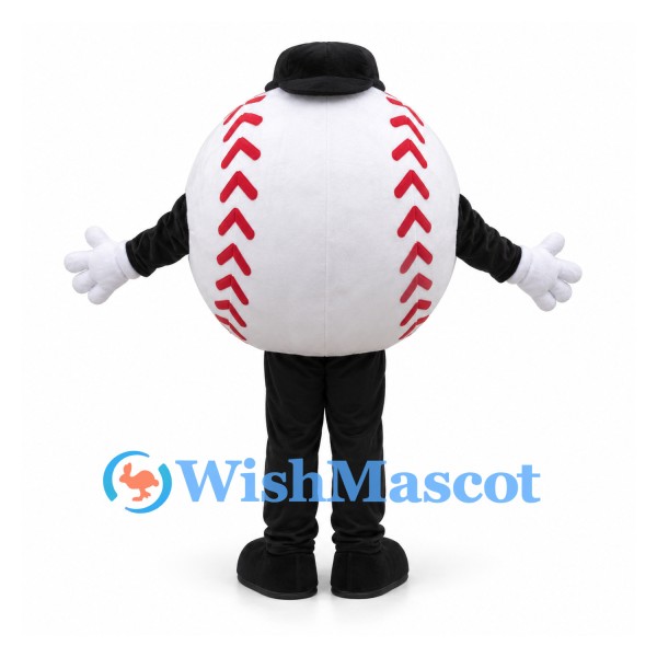 Baseball Mascot Costume with Smiling Face and Black Cap