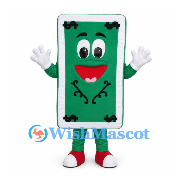 Playing Card Mascot Costume in Green with Smiling Face