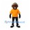 Man Mascot Costume with Orange Shirt and Beige Fedora