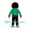 Boy Mascot Costume with Green Jacket and Striped Shirt