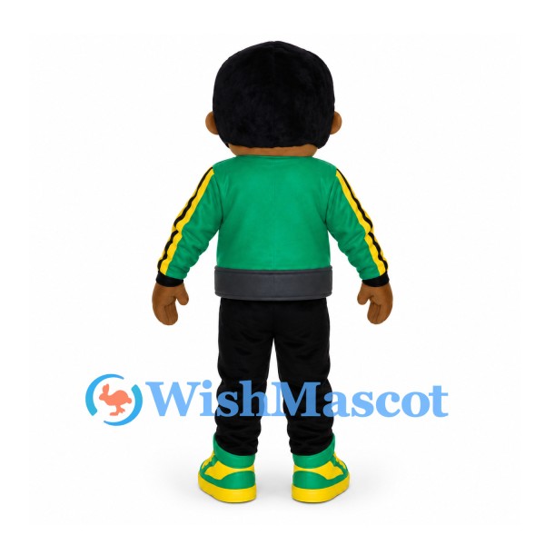 Boy Mascot Costume with Green Jacket and Striped Shirt