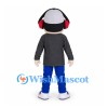 Boy Mascot Costume with Gray Cap and Red Headphones