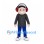 Boy Mascot Costume with Gray Cap and Red Headphones