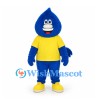 Blue Monster Mascot Costume with Yellow Shirt and Curved Tail