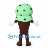 Ice Cream Cone Mascot Costume with Green Chocolate Chip Scoop