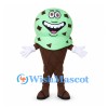 Ice Cream Cone Mascot Costume with Green Chocolate Chip Scoop