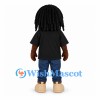 Boy Mascot Costume with Black Hair and Black Shirt