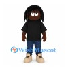 Boy Mascot Costume with Black Hair and Black Shirt