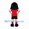 Girl Mascot Costume with Red Soccer Uniform and Glasses