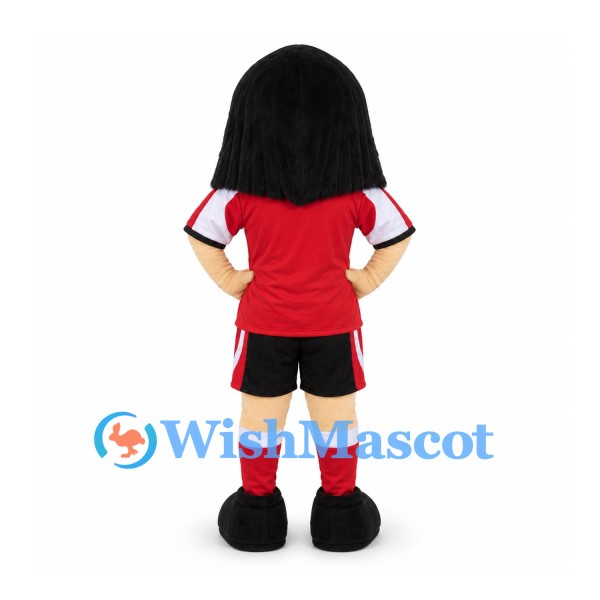 Girl Mascot Costume with Red Soccer Uniform and Glasses