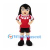 Girl Mascot Costume with Red Soccer Uniform and Glasses