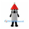 Tower Mascot Costume in Gray with Red Roof