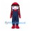 Rag Doll Mascot Costume with Navy Overalls and Red Braids