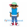 Boy Mascot Costume with Blue Vest and Green Cap