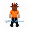 Bull Mascot Costume with Orange Shirt and Flame Head Tuft