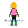 Woman Mascot Costume with Blonde Hair and Pink Top