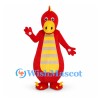 Dragon Mascot Costume in Red with Yellow Striped Belly