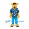 Cat Mascot Costume with Blue Floral Shirt and Sunglasses