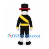 Man Mascot Costume with Black Top Hat and Yellow Sash
