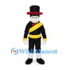 Man Mascot Costume with Black Top Hat and Yellow Sash