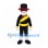 Man Mascot Costume with Black Top Hat and Yellow Sash