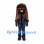 Woman Mascot Costume with Long Brown Hair and Dark Blue Outfit