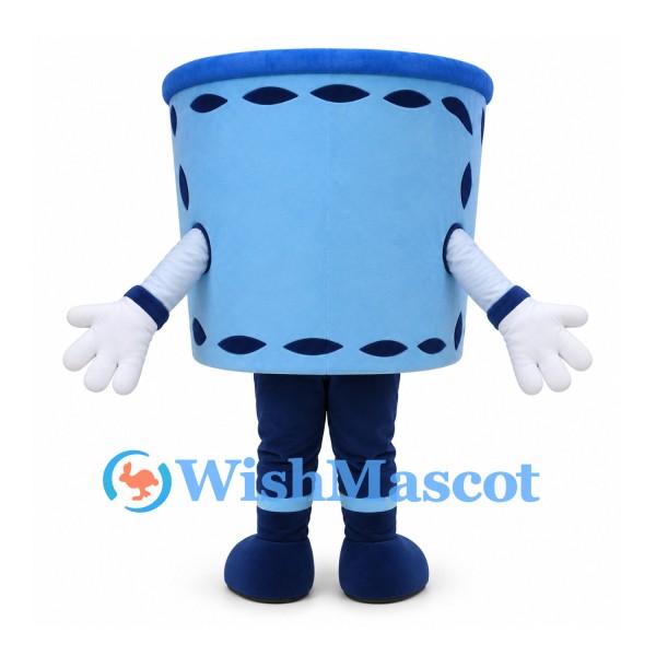 Film Reel Mascot Costume in Blue with Smiling Face