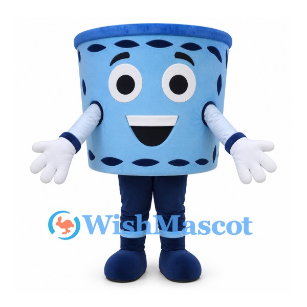 Film Reel Mascot Costume in Blue with Smiling Face