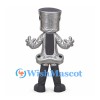 Piston Mascot Costume in Silver with Toothy Face