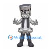 Piston Mascot Costume in Silver with Toothy Face
