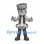 Piston Mascot Costume in Silver with Toothy Face