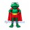Frog Superhero Mascot Costume with Red Cape and Gold Belt