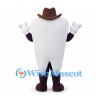 Tooth Cowboy Mascot Costume with Brown Hat and Gold Star