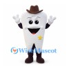 Tooth Cowboy Mascot Costume with Brown Hat and Gold Star