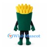 French Fries Mascot Costume in Green Carton with Smiling Face