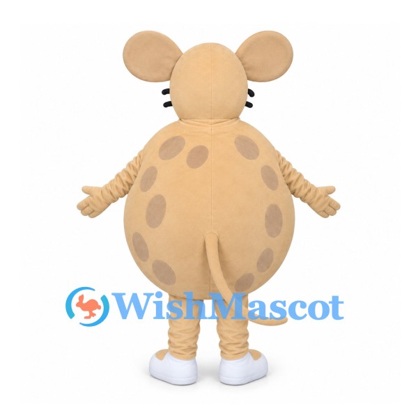 Mouse Mascot Costume in Tan with Spotted Round Body