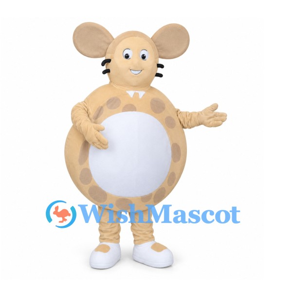 Mouse Mascot Costume in Tan with Spotted Round Body