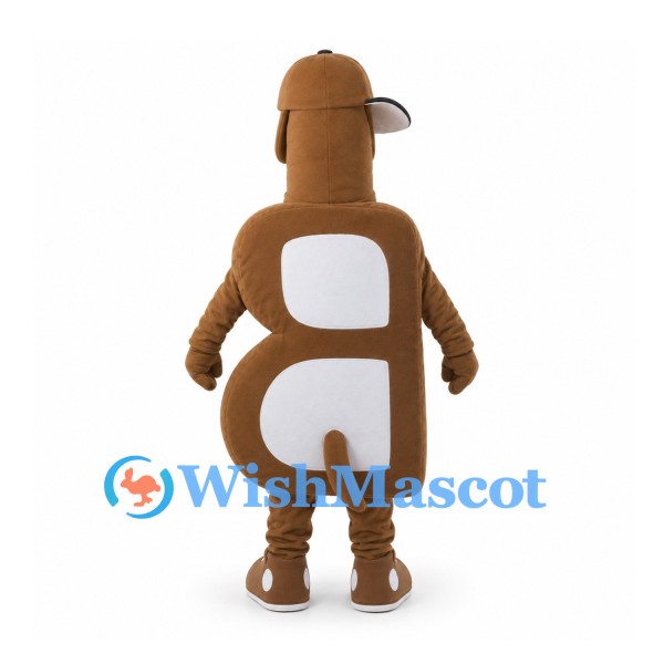 Letter B Mascot Costume in Brown with White Bow Tie