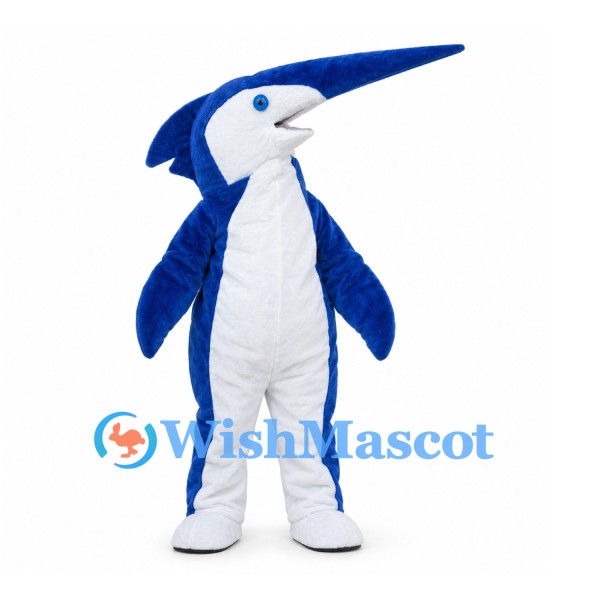 Swordfish Mascot Costume in Blue with Long Pointed Bill