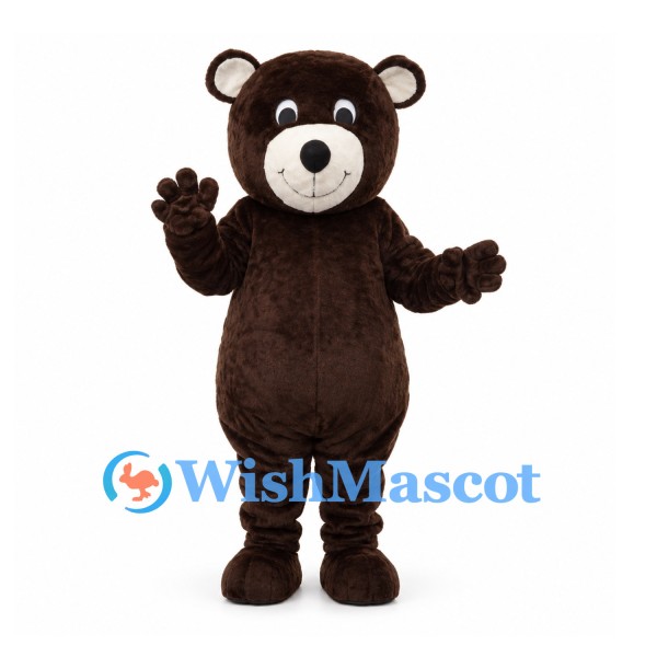 Bear Mascot Costume in Dark Brown with Cream Muzzle