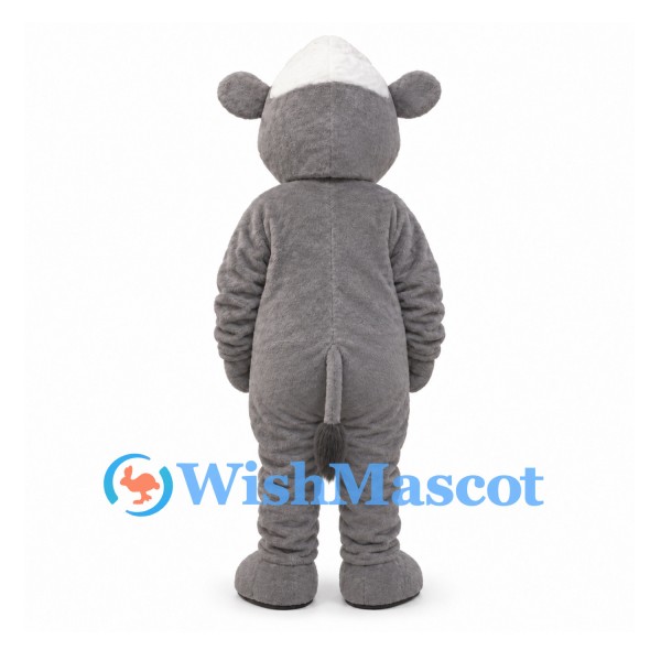 Mouse Mascot Costume in Gray with White Belly and Muzzle
