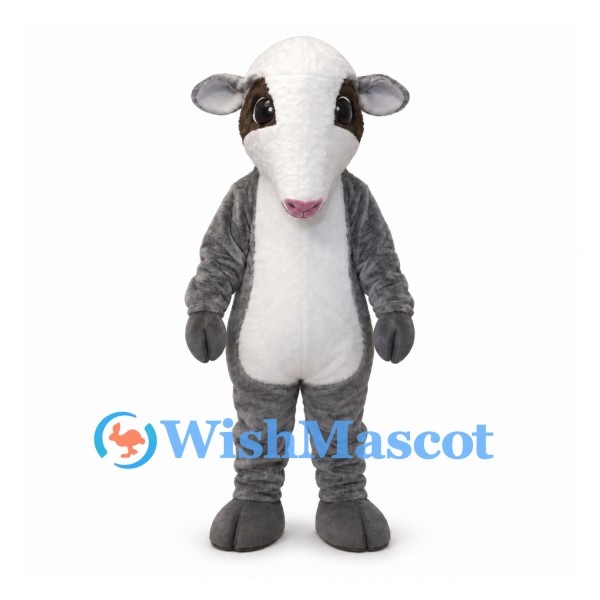 Mouse Mascot Costume in Gray with Long White Face