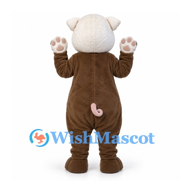 Pig Mascot Costume in Brown and White with Pink Nose