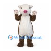Pig Mascot Costume in Brown and White with Pink Nose